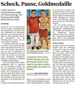 Trainer Wolf Dieter & Wasserspringer Nic Krzyzanowski Quelle: Pforzheimer Zeitung 30.01.2020