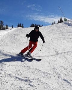 Uwe Jeschke beim Skifahren, 4 Monate nach seiner Hüft-Operation.